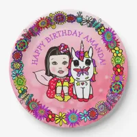 Personalized Happy Birthday Unicorn and Fairy Paper Plates