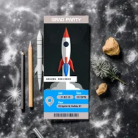 Space Themed Graduation Party Travel Ticket Invitation