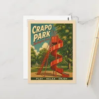 Burlington, Iowa Crapo Park Retro Red Slide Postcard
