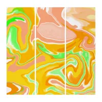 Coral, Orange, Lime Green Swirl Marble Fluid Art