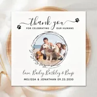 Elegant Custom Dog Photo Thank You Pet Wedding Napkins
