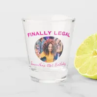 Custom Photo Name Finally Legal 21st Birthday Shot Glass