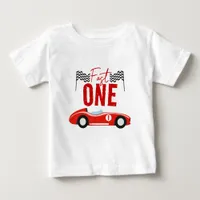 Fast One Race Car Boy 1st Birthday Party Baby T-Shirt