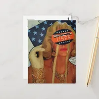 Surreal Retro Woman Cries Gold Tears Collage Postcard