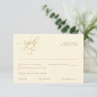 Elegant Calligraphy Cream Gold Meal Choice RSVP Card