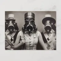 Woman in a Gas Mask Postcard