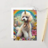 Adorable Poodle Gold Horn Unicorn Postcard