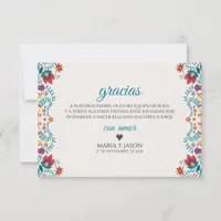 Fiesta Colorful Botanical Floral Spanish Wedding Thank You Card
