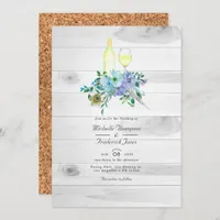 Rustic Mint Boho QR Code RSVP Wine Tasting Wedding Invitation