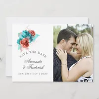 Turquoise and Coral Tropical Wedding Save the Date