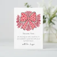 Coquette Bow Script Bridal Shower Thank You Card