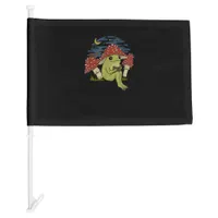 Frog Mushroom Hat Reading Book - Cottagecore Gobli Car Flag