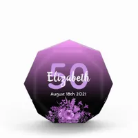 Birthday party purple black gradient name acrylic award