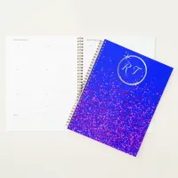 Silver initial monogram with purple glitter | planner