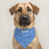 Blue Patterned Swirly Elegant Personalized Pet Bandana Collar