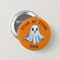 Cute Ghost Trick or Treat Crew Button 