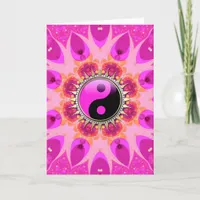 Hot Pink+Black YinYang Sun New Age Cards
