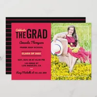 Scarlet and Black Graduation Party Invitation