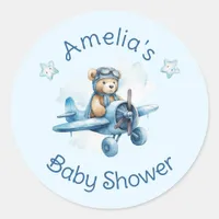 Sweet Little Boy on the Way Baby Shower Classic Round Sticker