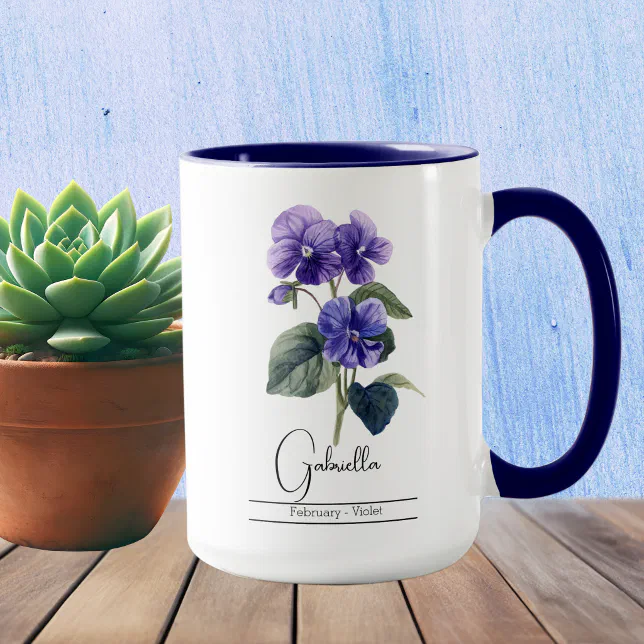 Birth Month Flower Febuary Violet Mug