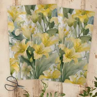 Elegant Watercolor Yellow Lily Flowers Tissue Paper