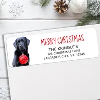 Black Lab Merry Christmas Red Labrador Cute Dog Label