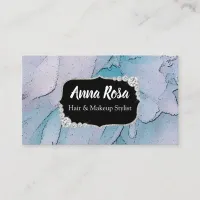 *~* Artistic Blue & Pink  Bling Diamond Abstract Business Card