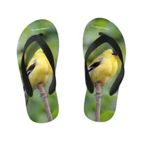 Male American Goldfinch on the Bamboo Kid's Flip Flops