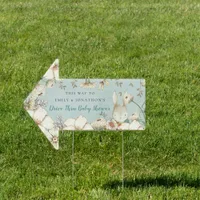 Bunny This Way Drive Thru Boy Baby Shower Arrow Sign