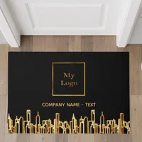 Logo black gold city skyline business real estate doormat