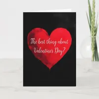 Anti-Valentine's Day Red Heart on Black Card