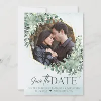 Eucalyptus Dusty Blue Wedding Photo Save the Date