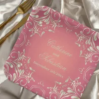 Classic Romantic Gold Pink Ornate Border Wedding