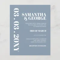 Budget  Dusty Blue Modern Wedding Invitation