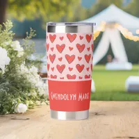 Red Hearts on Pink Child's Coloring Pattern Insulated Tumbler