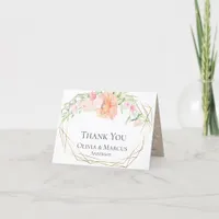 Thank You | Watercolor Blush Coral Floral Bouquet