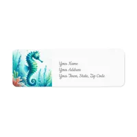 Seahorse Under the Sea Coastal Beach Label