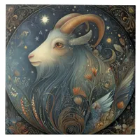 Capricorn Goat Zodiac Astrology Celestial Birthday Ceramic Tile