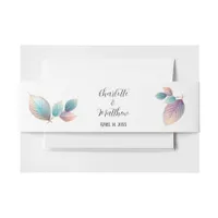 Ethereal Beauty Soft Tone Whimsical Pastel Leaves Invitation Belly Band