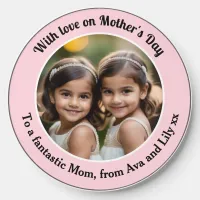 Personalized Custom Photo Mothers Day Pretty Pink Wireless Charger