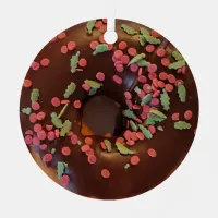 Happy Holi-Glaze Chocolate Sprinkles Donut   Metal Ornament