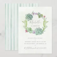 Watercolor Desert Cactus Succulents Birthday Party Invitation