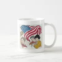 Patriotic Vintage American Flag and Children Coffee Mug
