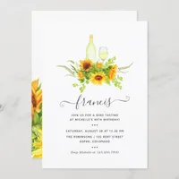 Sunflower Wine Tasting Birthday Party Invitation
