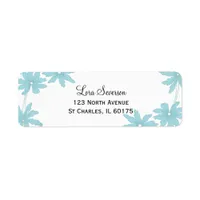 Light Blue Daisies on White Label