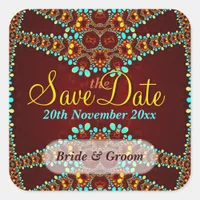 Exotic Gold Jewels Save the Date Sticker