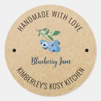 Blueberry Jam Handmade with Love Kraft Classic Round Sticker