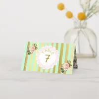 Green Pink Roses  Wedding Table Number Cards