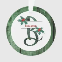 *~* Letter B  Christmas PHOTO Rustic Wood AP44 Ornament