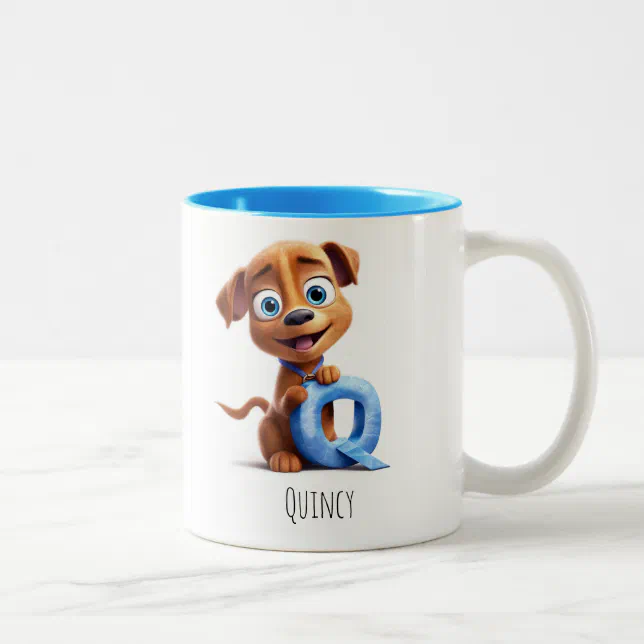 Letter Q Dog Alphabet Monogram Coffee Mug